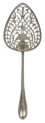 Lot 415 - Irish Silver. A George III Irish silver cake slice by William Bond, Dublin circa 1790