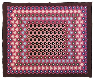 Lot 588 - Quilt. A silk & velvet patchwork quilt, English, 1839