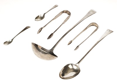 Lot 396 - Mixed Silver. A George III silver soup ladle by Thomas Dicks, London 1803