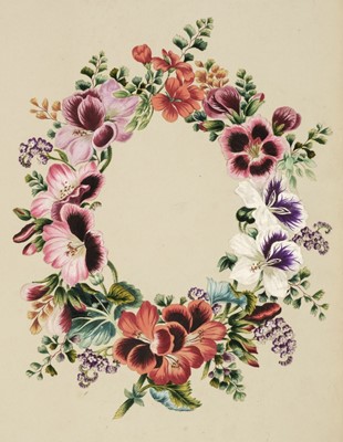 Lot 113 - Floral Watercolour Designs. A Victorian scrap album, circa mid 19th century