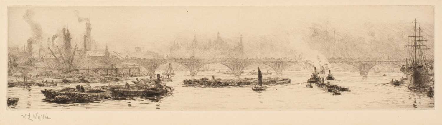 Lot 218 - Wyllie (William Lionel 1851-1931). The Shot Tower and Waterloo Bridge