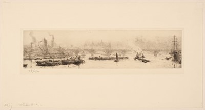 Lot 218 - Wyllie (William Lionel 1851-1931). The Shot Tower and Waterloo Bridge
