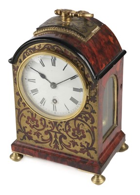 Lot 314 - Boulle Clock. A Victorian Boulle work mantel clock