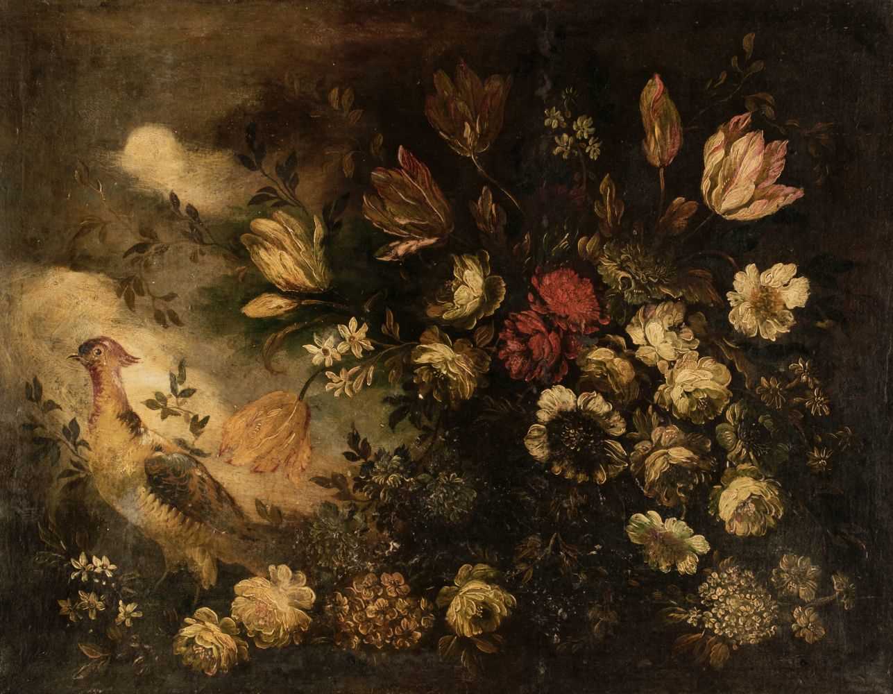 Lot 20 - Lombardy School. A Still Life of flowers, oil on canvas