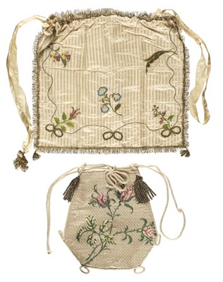 Lot 528 - Bag. A tambour work reticule, circa 1790, & another bag