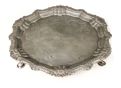 Lot 405 - Card Tray. An Irish silver card tray by Richard Williams, Dublin 1772