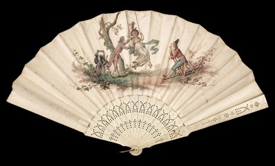 Lot 569 - Fans. A large Brussels lace wedding fan, Duvelleroy, circa 1890, & 2 others