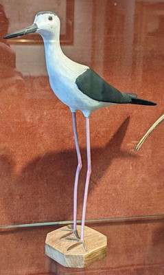 Lot 94 - Bird decoys. A group of 8 French painted wooden bird decoys, 1950s