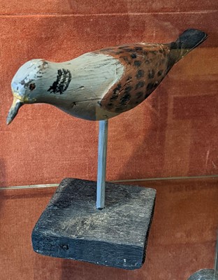 Lot 94 - Bird decoys. A group of 8 French painted wooden bird decoys, 1950s