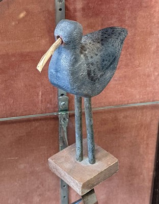 Lot 94 - Bird decoys. A group of 8 French painted wooden bird decoys, 1950s