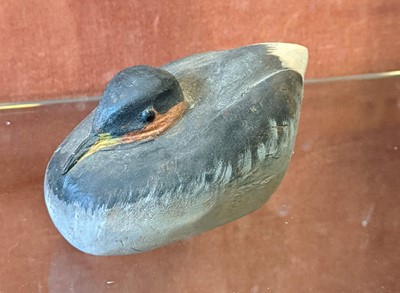 Lot 94 - Bird decoys. A group of 8 French painted wooden bird decoys, 1950s