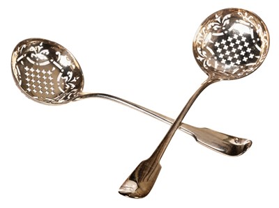 Lot 438 - Sifter Ladles. A pair of George III period silver sifter ladles