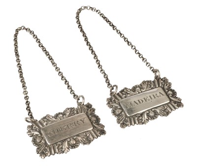 Lot 2 - Wine Bottle Labels. A pair of George IV silver wine bottle labels by Ledsam Vale & Wheeler