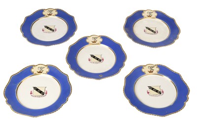 Lot 459 - Chamberlain's Worcester. Five armorial porcelain plates circa 1815