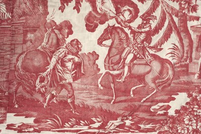 Lot 602 - Toile de Jouy. A bedcover made from early 19th century Toile de Jouey fabric, French