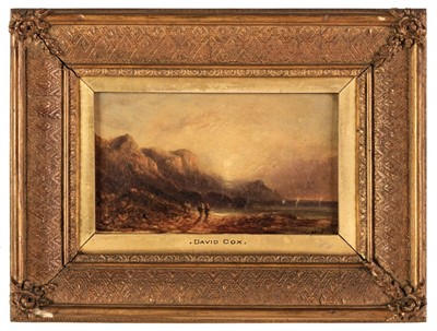 Lot 109 - Attributed to David Cox (1783-1859),  Sunset on the Welsh Coast, oil on canvas, with signature