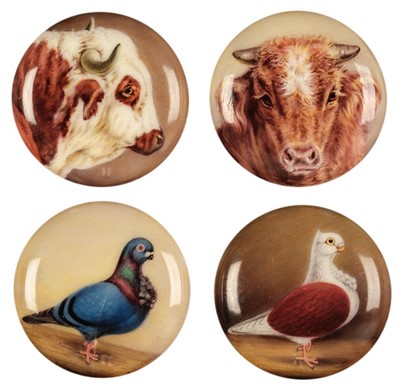 Lot 86 - Ford (William Bishop, 1832-1922). Pigeon 1880, enamel painted miniature on porcelain