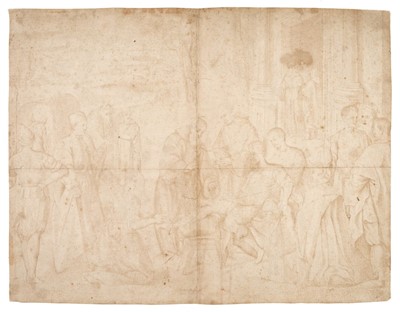Lot 232 - Florentine School. St Antony of Padua healing the Leg of young Man, circa 1500