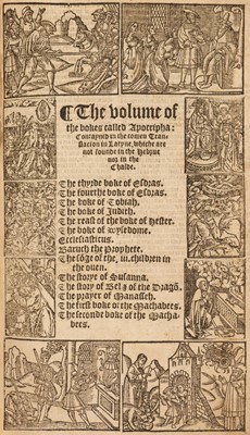Lot 100 - Bible [English; Matthew's Version]. [The Byble, that is to saye, all the holye Scripture... , 1551]