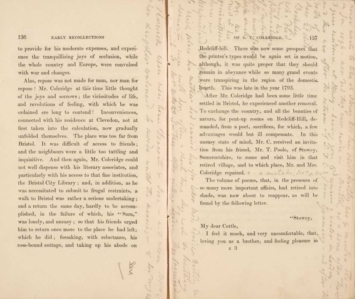 Lot 166 - Coleridge (Samuel Taylor, 1772-1834). Early Recollections... , 1837