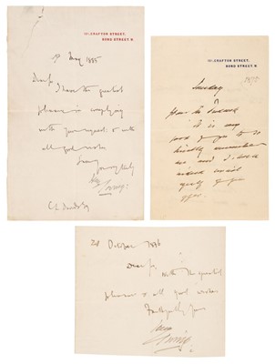 Lot 208 - Irving (Henry, 1838-1905). Letter Signed, 'Henry Irving', 15a Grafton Street, 19 May 1885