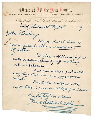 Lot 238 - Dickens (Charles, 1812-1870). Autograph Letter Signed, ‘Charles Dickens’