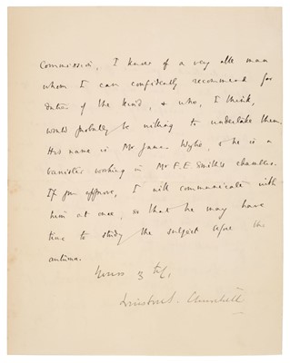 Lot 236 - Churchill (Winston Spencer, 1874-1965). Letter Signed, ‘Winston S. Churchill’