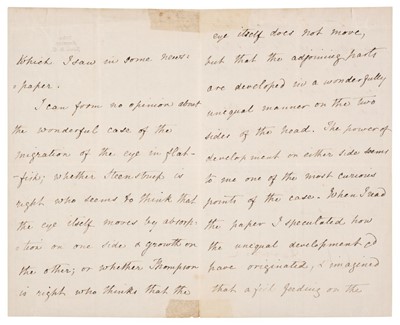 Lot 237 - Darwin (Charles Robert, 1809-1882). Letter signed, 'Ch. Darwin'