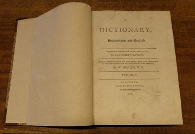 Lot 19 - India. A Dictionary, Hindoostanee and English, volume 1 only, Calcutta: T. Hubbard, 1808