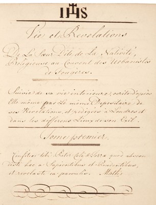 Lot 277 - Genet, Charles. Vie et Revelations de la Soeur dite de La Nativite