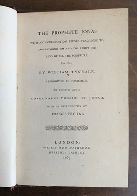 Lot 177 - Tyndale (William). The Prophete Jonas, facsimile edition, London: Willis and Sotheran, 1863