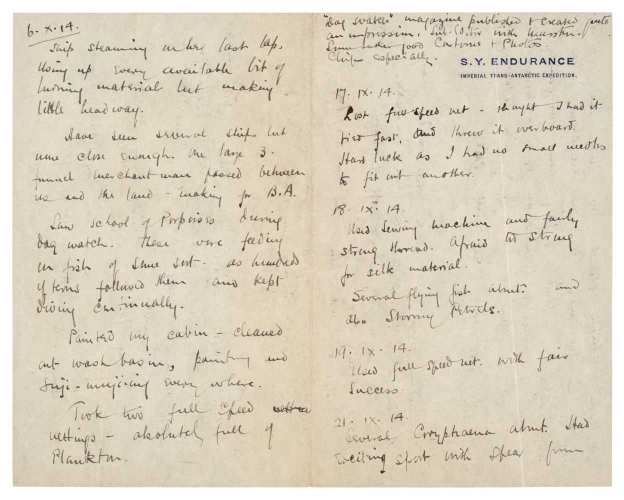 Lot 49 - British Antarctic Expedition, 1910-1913. Typescript of the diary