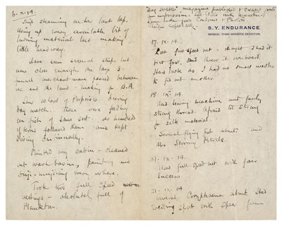 Lot 49 - British Antarctic Expedition, 1910-1913. Typescript of the diary
