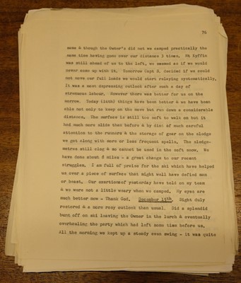 Lot 49 - British Antarctic Expedition, 1910-1913. Typescript of the diary