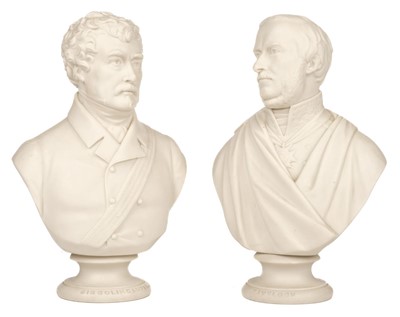 Lot 341 - Indian Mutiny. A pair of Victorian Copeland Parian busts, Sir Colin Campbell & Sir Henry Havelock