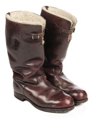 Lot 89 - Sopwith (Sir Thomas, 1888-1989). A pair of flying boots, pioneer aviator Sir Thomas Sopwith