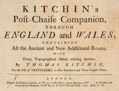 Lot 57 - Kitchin (Thomas). Kitchin's Post-Chaise Companion through England and Wales..., 1767