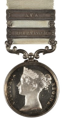 Lot 367 - Army of India 1799-1826, 2 clasps, Ava, Bhurtpoor (Captn. Geo. Chapman, 36th N.I.)