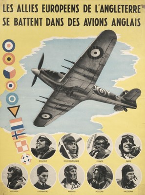 Lot 100 - RAF / Aviation Militaire Francais. A WWII exhortation poster for the Battle of France 1939-1940