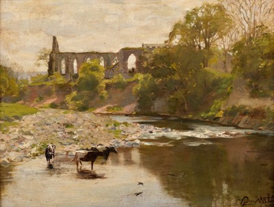 Lot 226 - Wild (Frank Percy, 1861-1950). Cattle Watering at Bolton Abbey