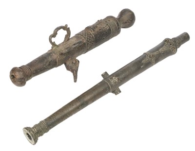 Lot 291 - Rentaka. Two 18th century Southeast Asian small bronze rentaka cannon