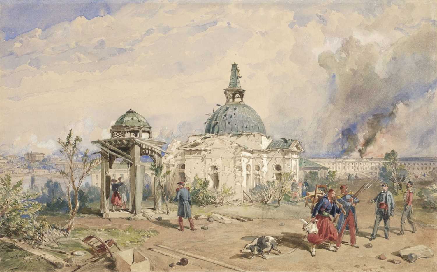 Lot 24 - Simpson (William, 1823-1899). Church in the rear of the Redan, looking north
