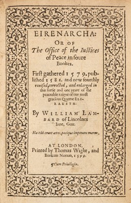 Lot 229 - Lambard (William). Eirenarcha: Or of the Office of the Justices of Peace