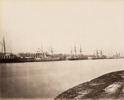 Lot 31 - China. River view with ships in the background, Tientsin [Tianjin], c. 1870s, albumen print