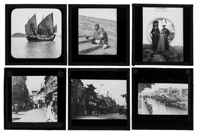 Lot 215 - Magic Lantern Slides. A group of 80 mostly photographic magic lantern slides of China & the Far East