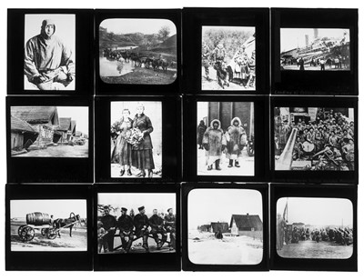 Lot 93 - Magic Lantern Slides. A group of 83 photographic and some lithographic magic lantern slides