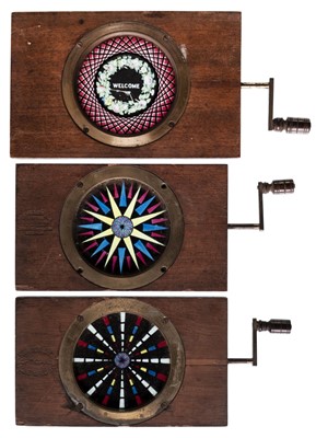 Lot 204 - Magic Lantern Slides. A group of 10 hand-painted kaleidoscopic chromotropes