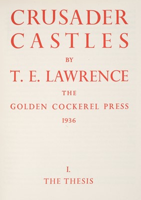 Lot 8 - Lawrence (T.E.). Crusader Castles, volume I only, 1936