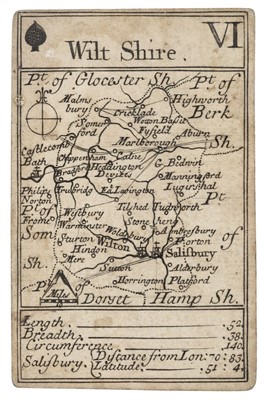 Lot 120 - Lenthall (John). A set of 49 (of 52) playing card maps and two explanation cards, circa 1717