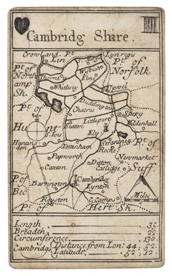 Lot 120 - Lenthall (John). A set of 49 (of 52) playing card maps and two explanation cards, circa 1717
